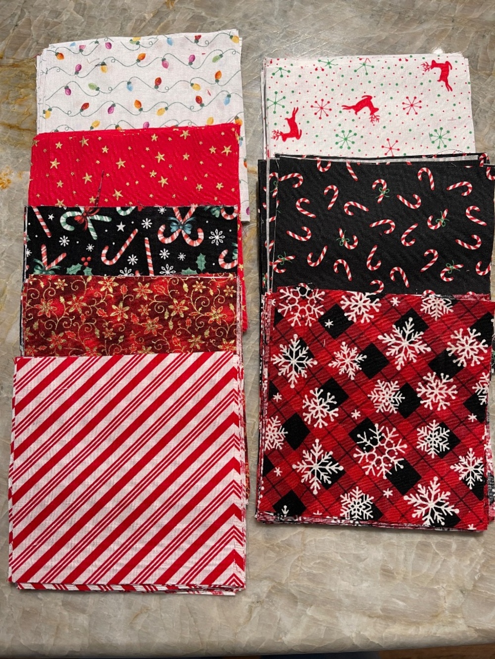 122 Precut 5" Cotton Quilt Squares Christmas Charm Pack